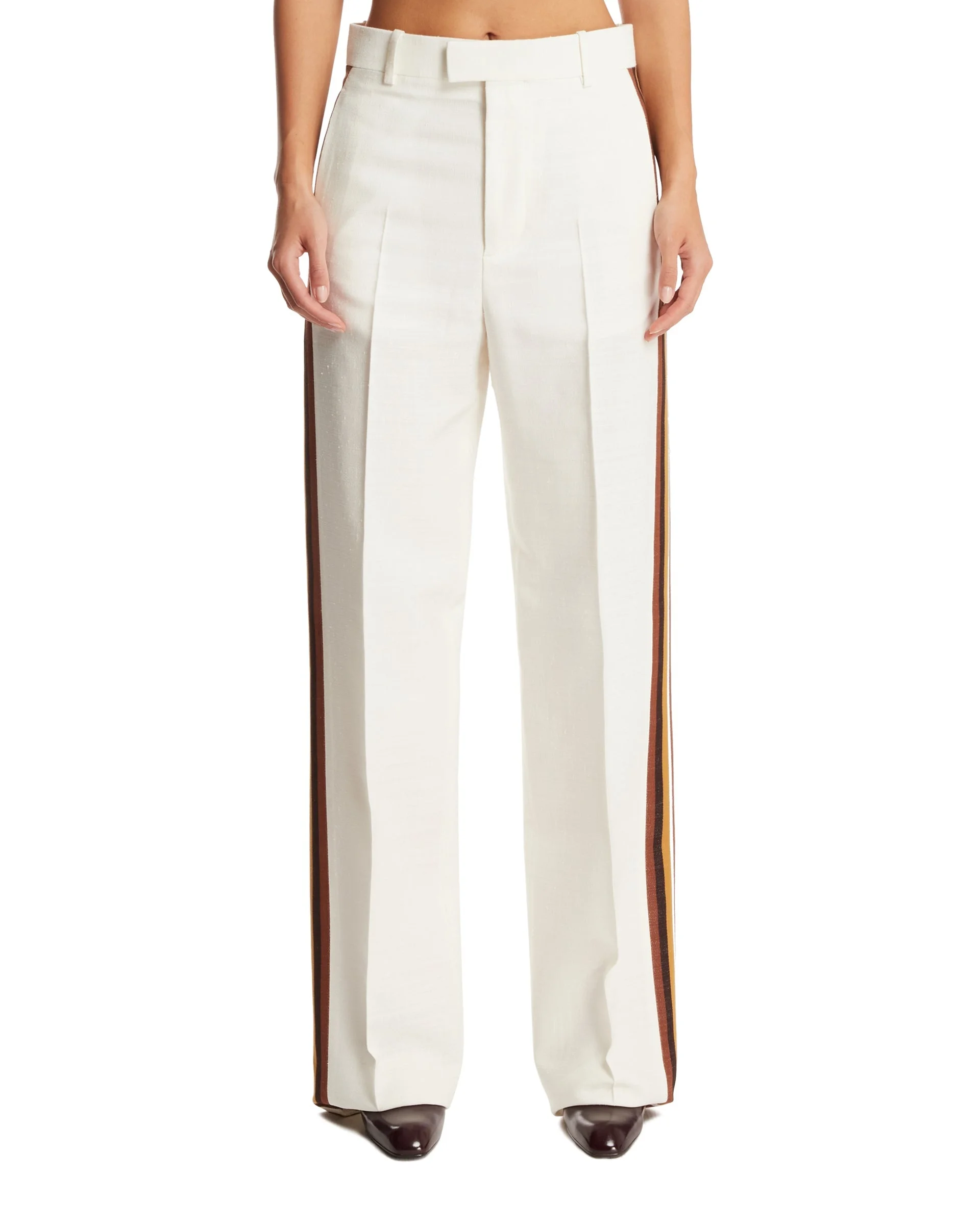 White Side Stripe Trousers - 1