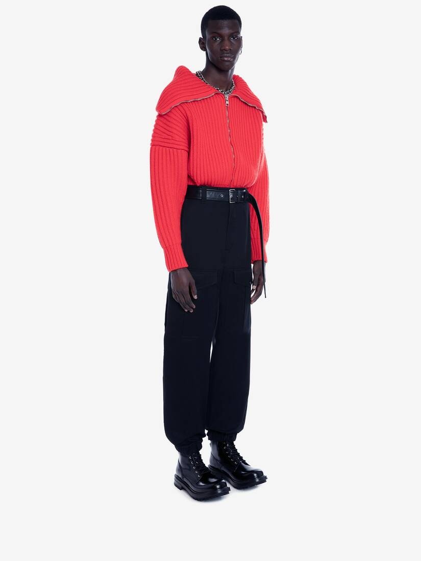Funnel Neck Zip Through Cardigan in Orange - 3