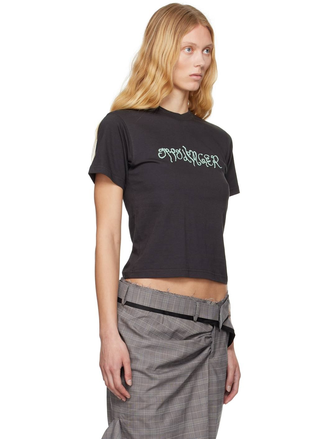 Black Fitted Puff Paint T-shirt - 2