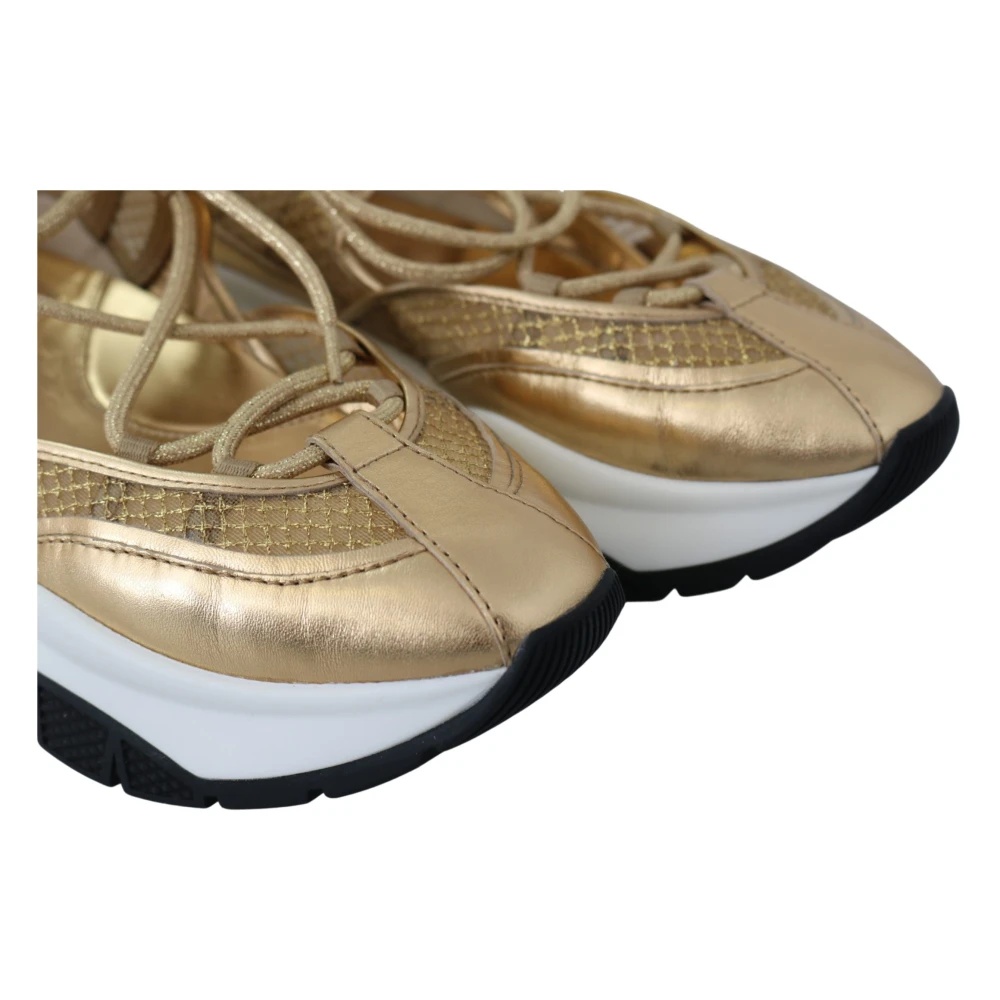 GOLDEN GLAMOUR MESH LEATHER SNEAKERS - 3