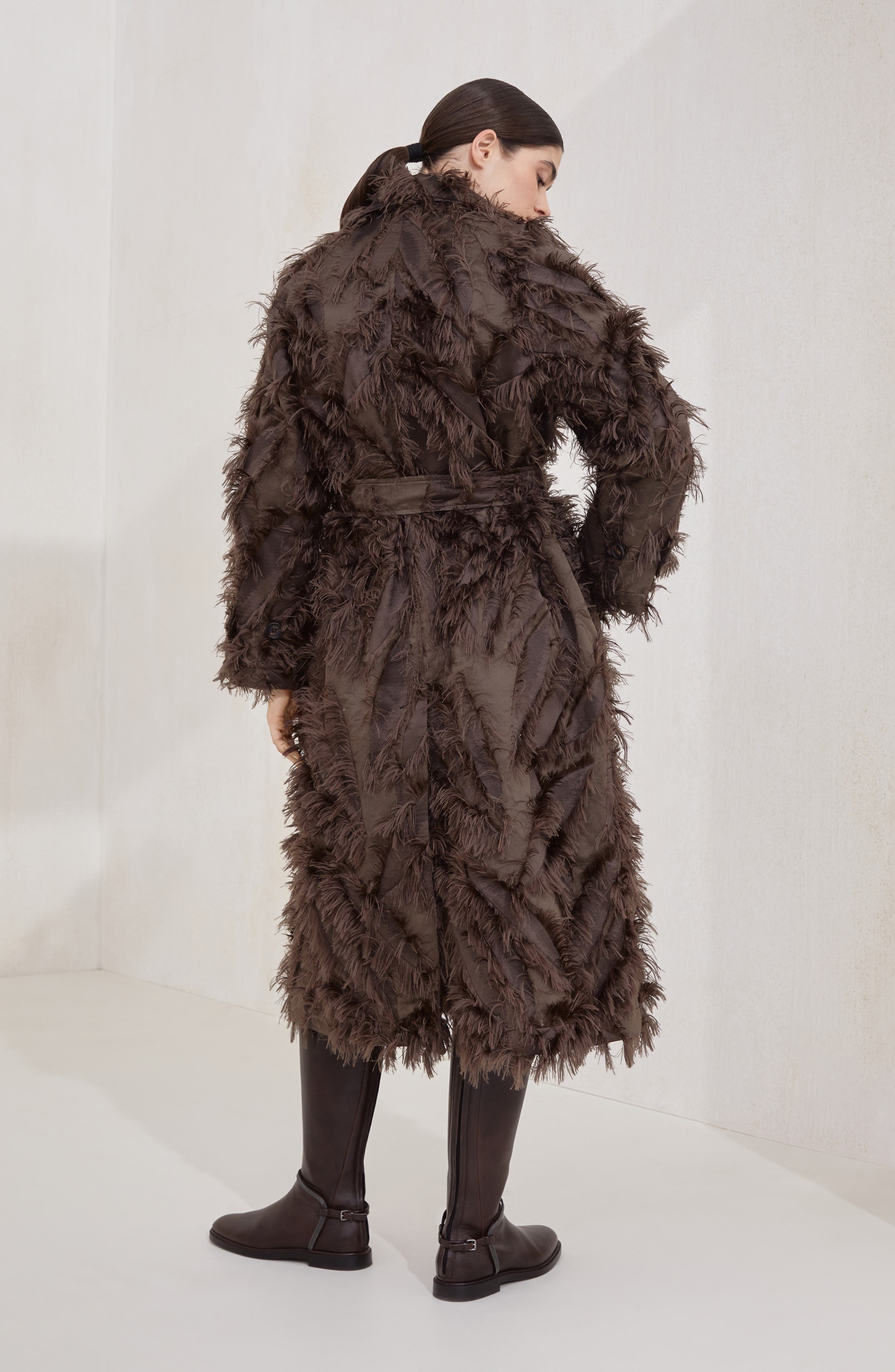 Brunello Cucinelli Dracaena fil coupé coat in Brown at Nordstrom - 3