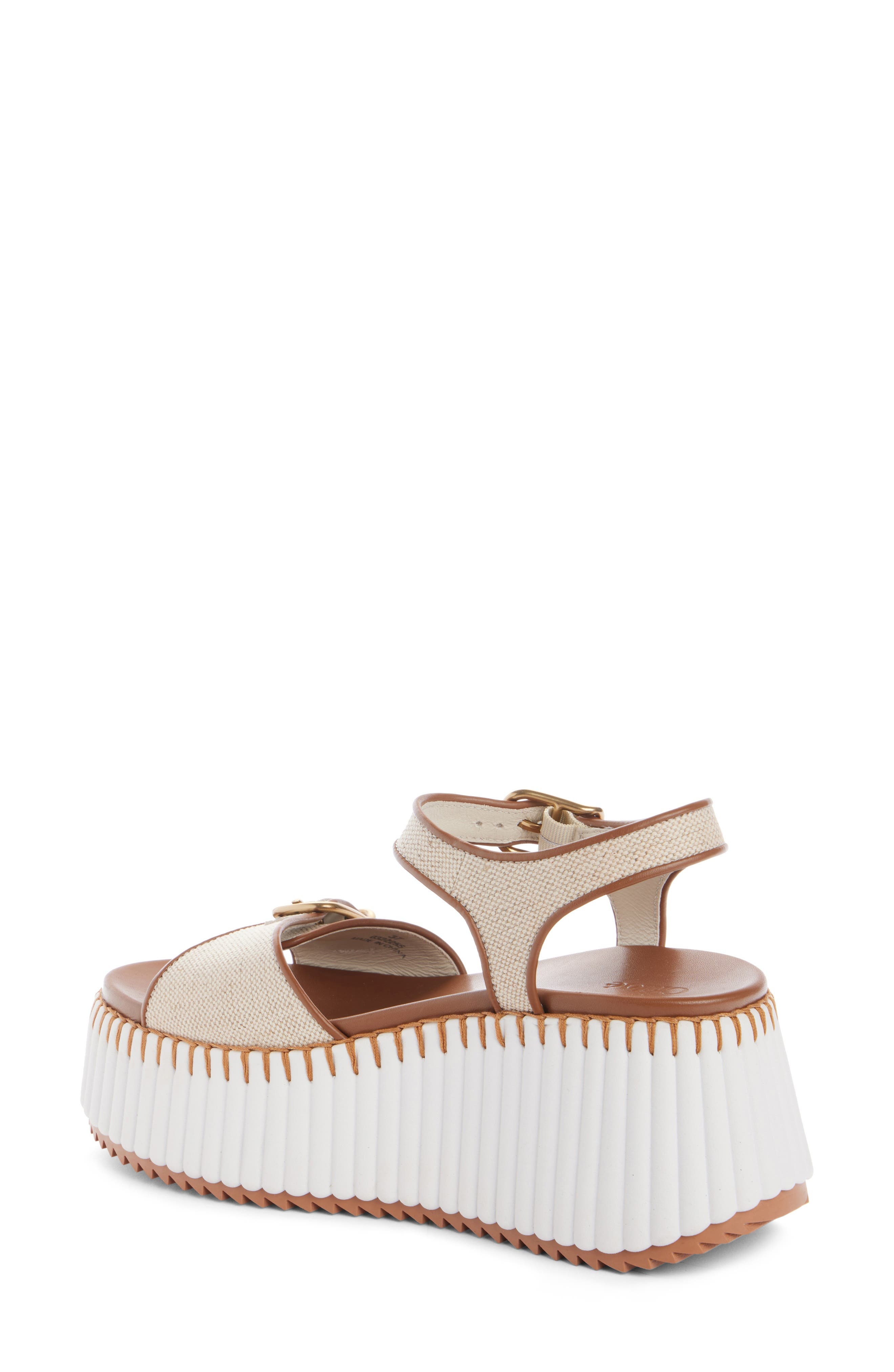 Chloé Nama Platform Wedge Sandal in Dusty White at Nordstrom - 2