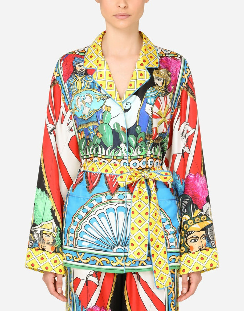 Belted Carretto-print 잠옷 셔츠 1