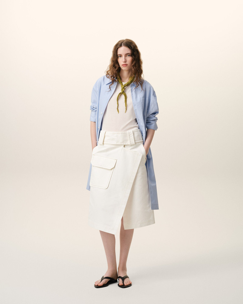 AMI Paris WHITE COTTON WRAP SKIRT outlook