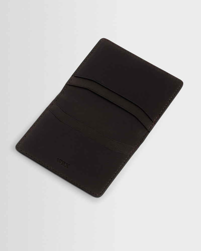 Wax London Forbe - Dark Brown Retro Grain Leather Cardholder outlook