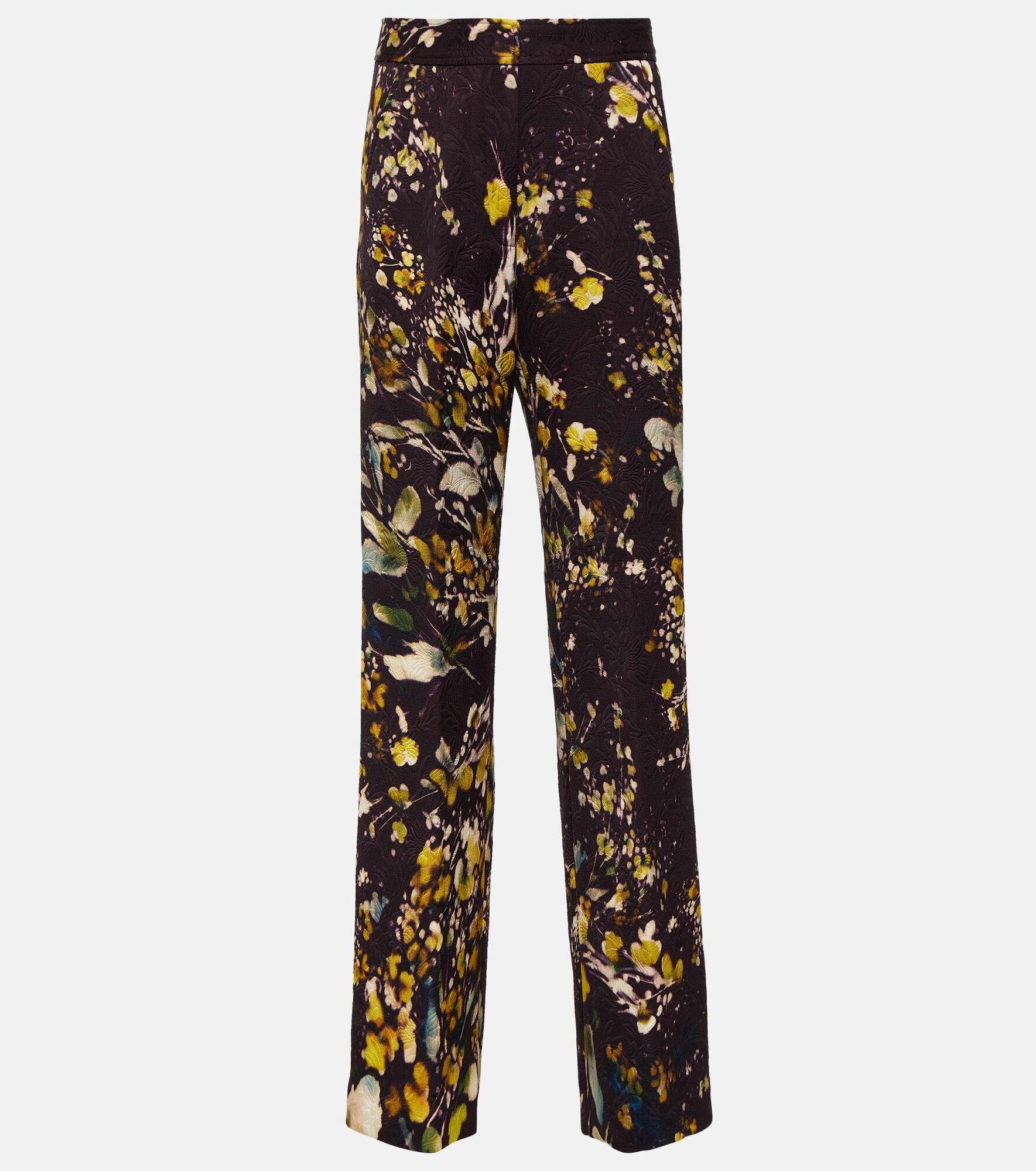 Embroidered high-rise straight pants - 1