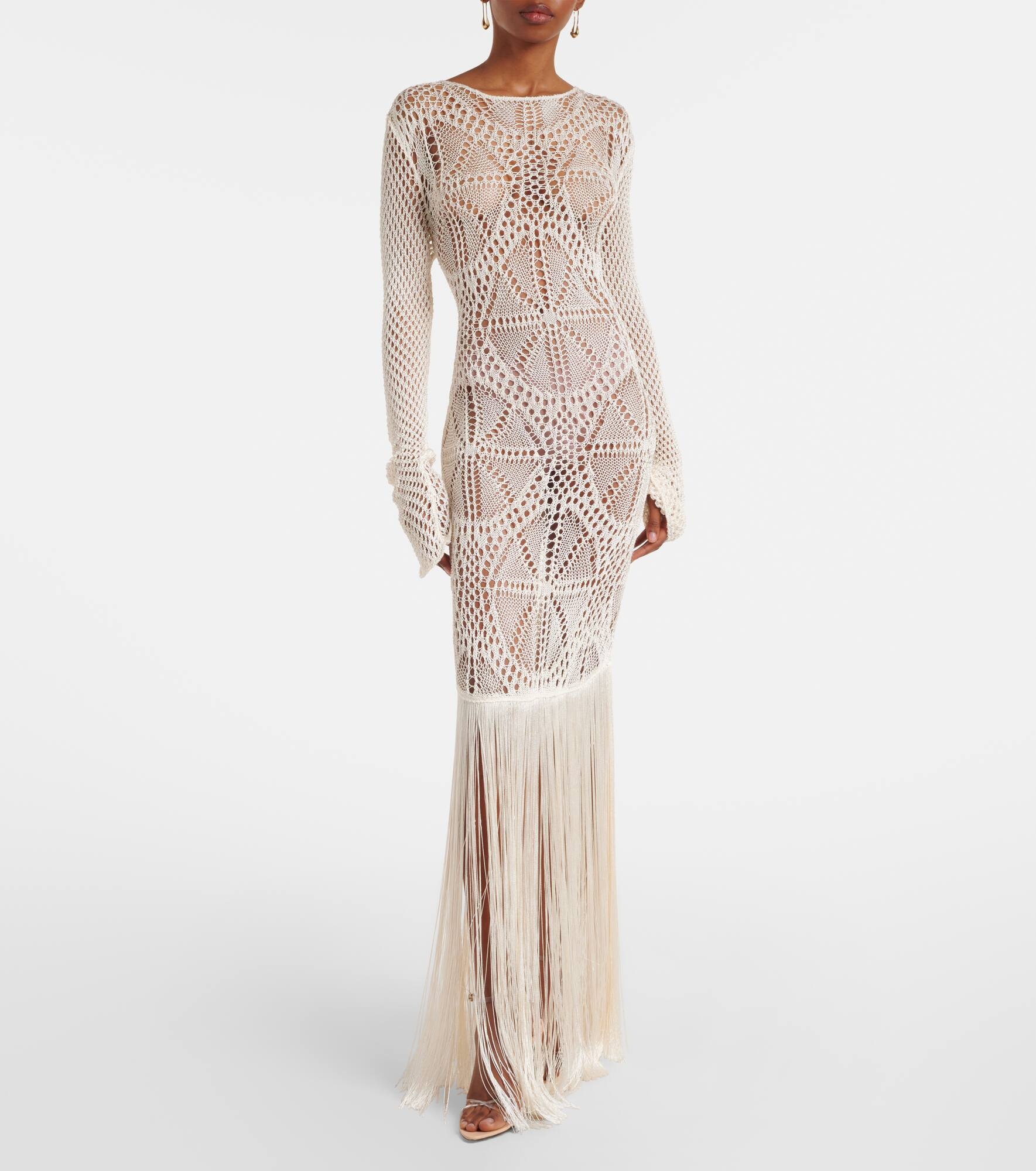 Fringed crochet maxi dress - 2