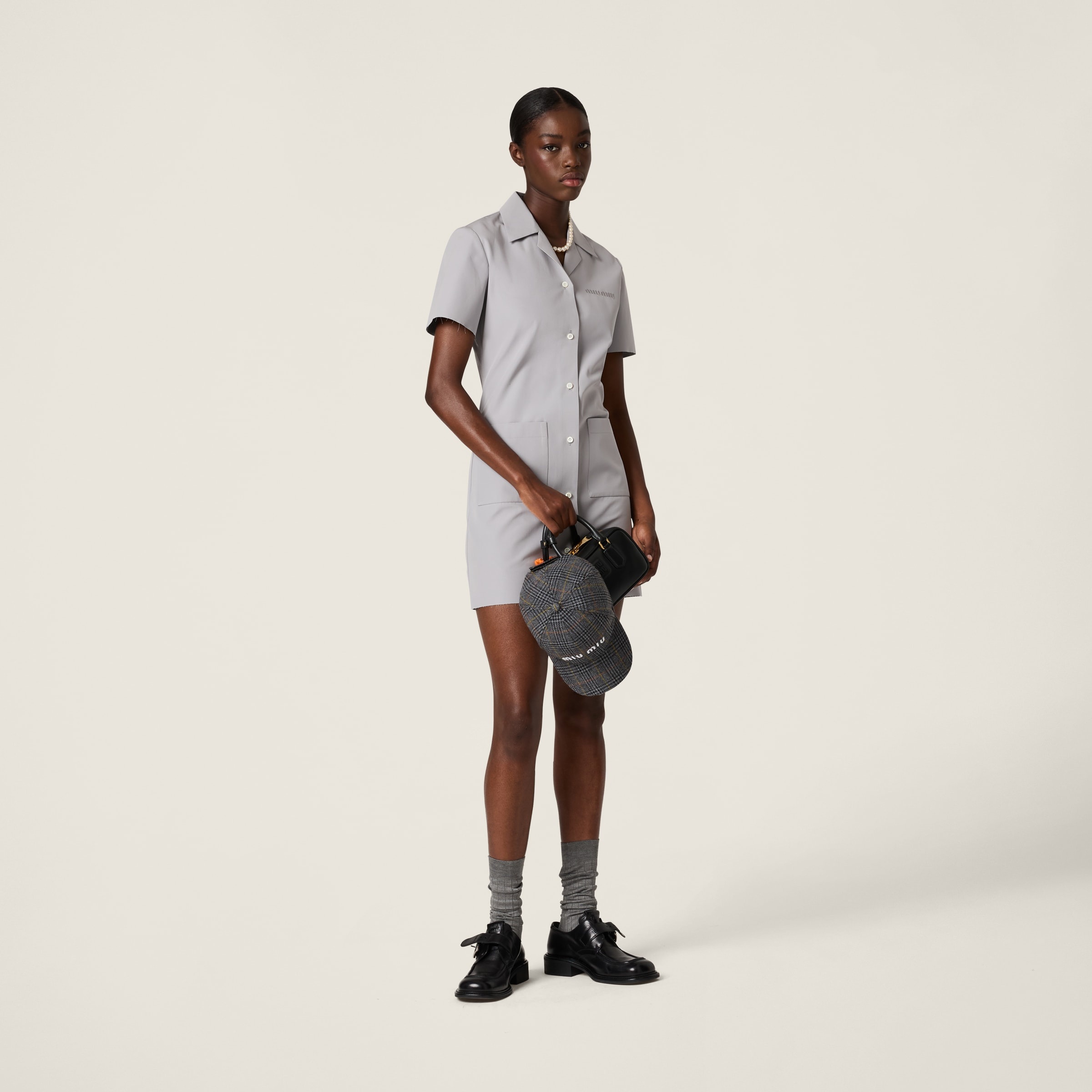 Poplin and jersey mini-dress - 2