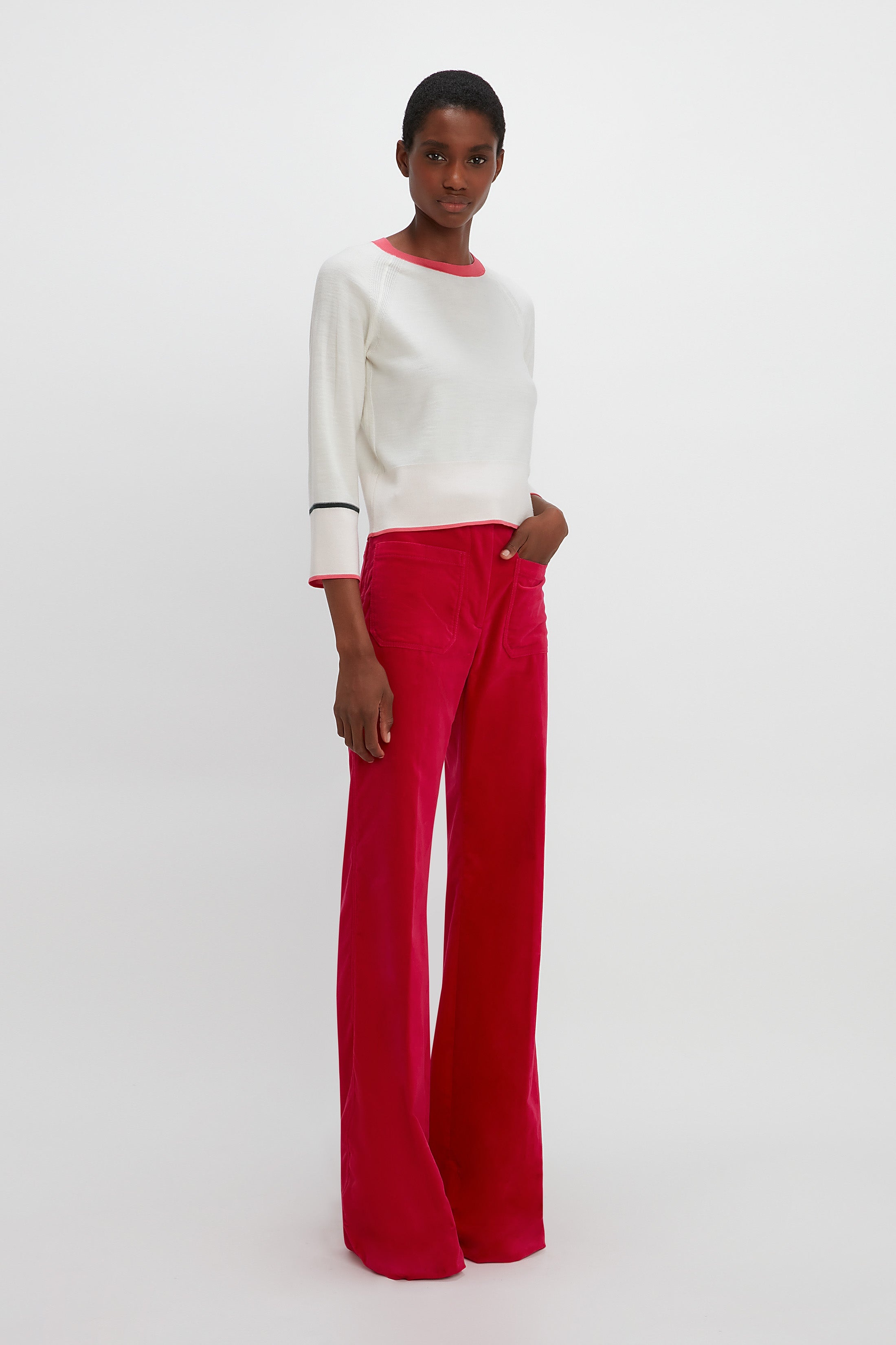 Raglan Sleeve Jumper in White - 3
