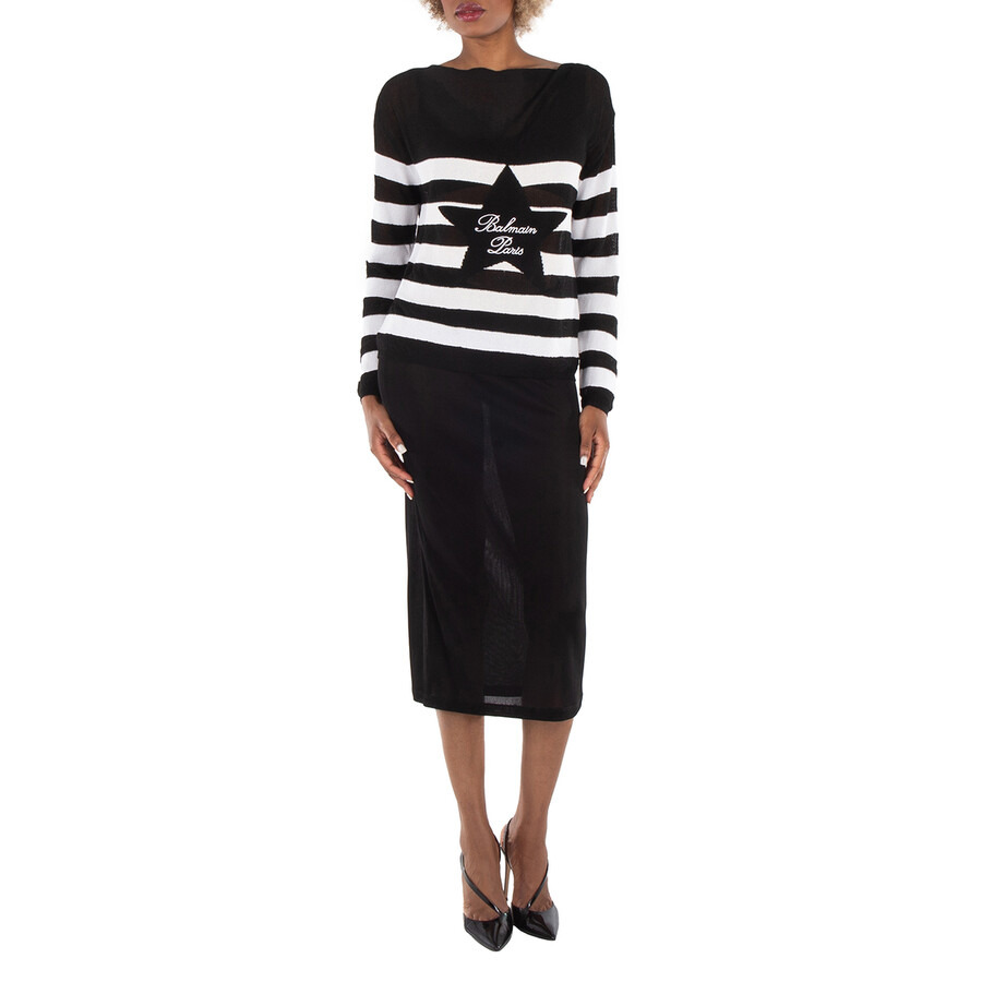 Balmain Logo Embroidery Striped Sweater - 2