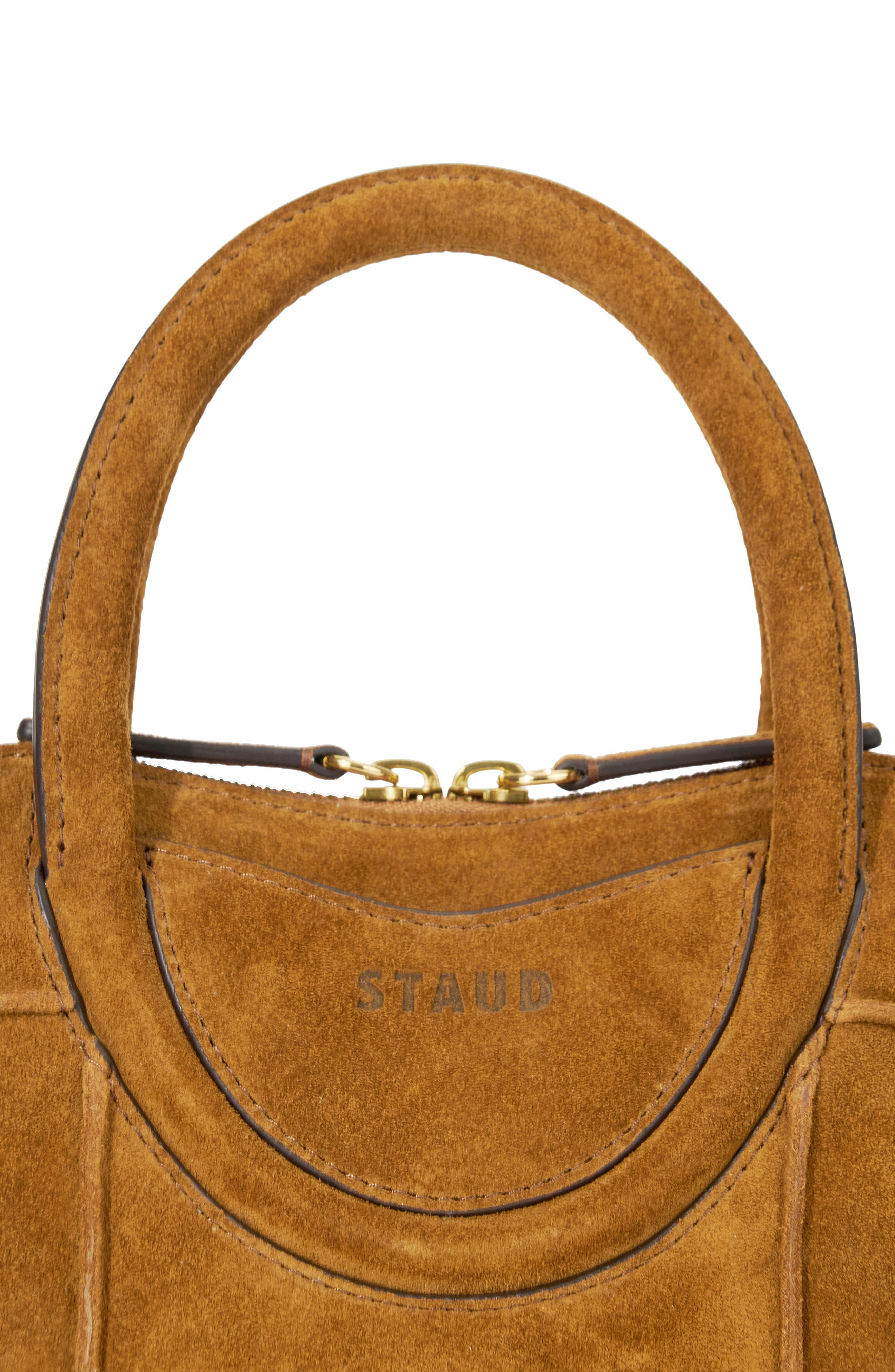 STAUD Mini Naomi Suede Satchel in Tan at Nordstrom - 3