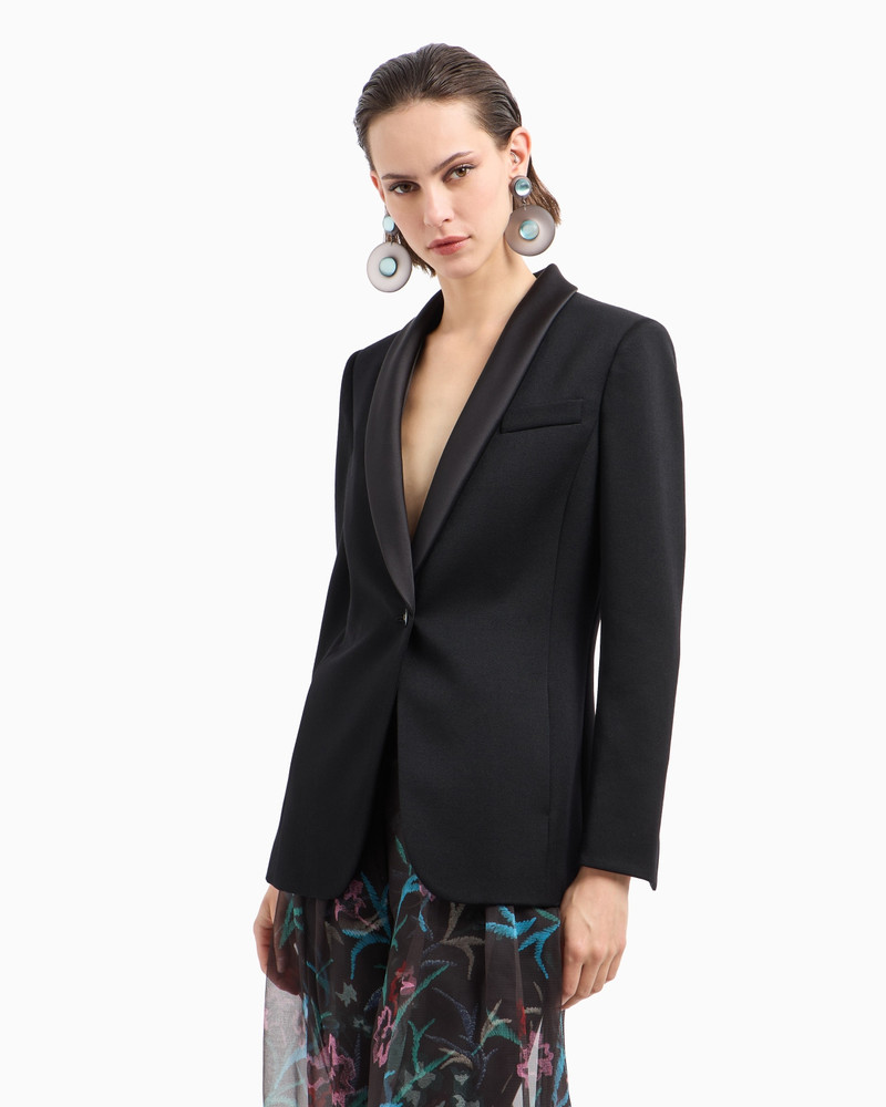GIORGIO ARMANI Single-breasted, virgin-wool jacket outlook