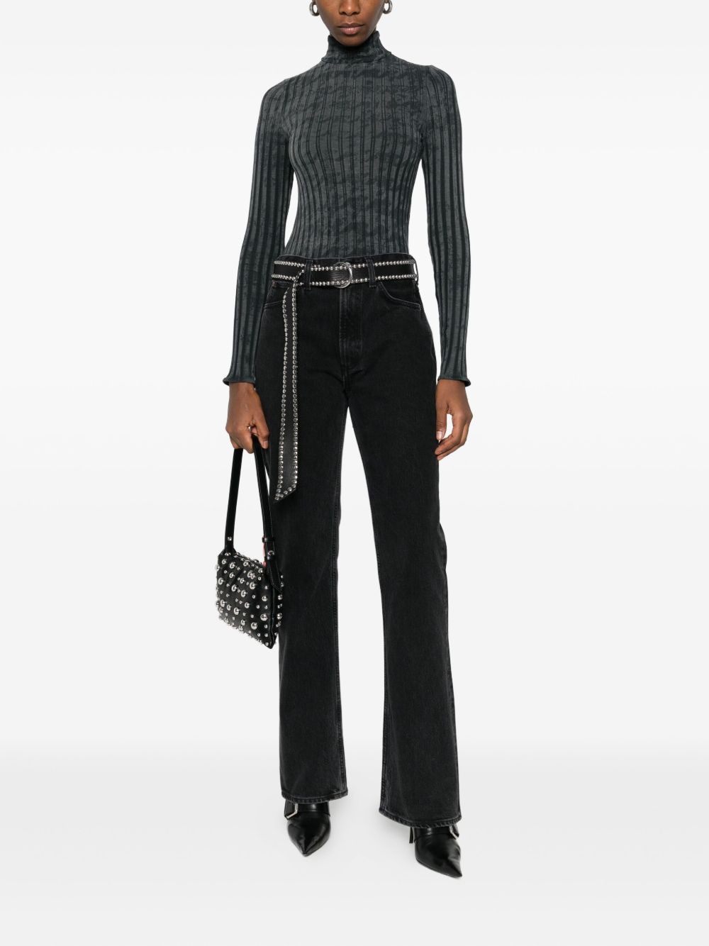 ribbed high-neck top - 2