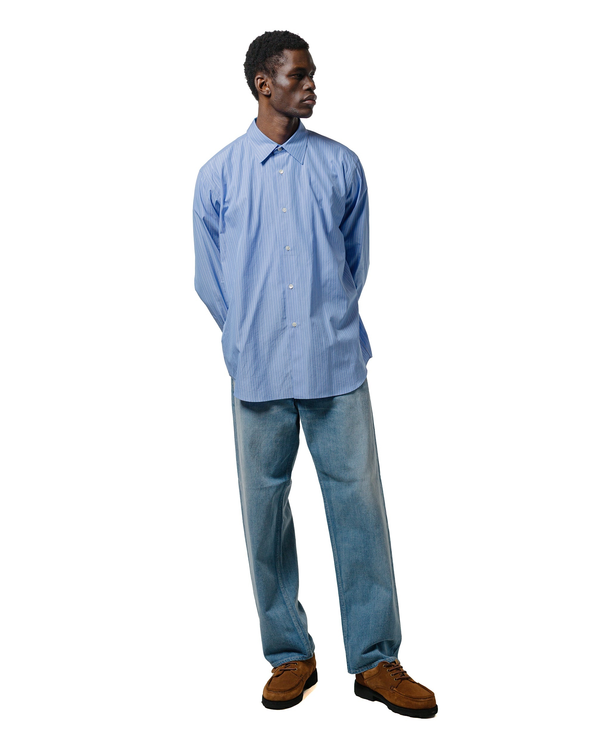 Suvin High Count Cloth Stripe Shirt Blue Stripe - 4