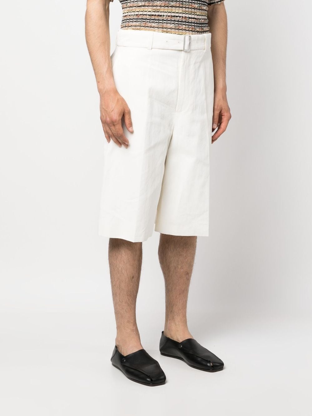 flared linen bermuda shorts - 3