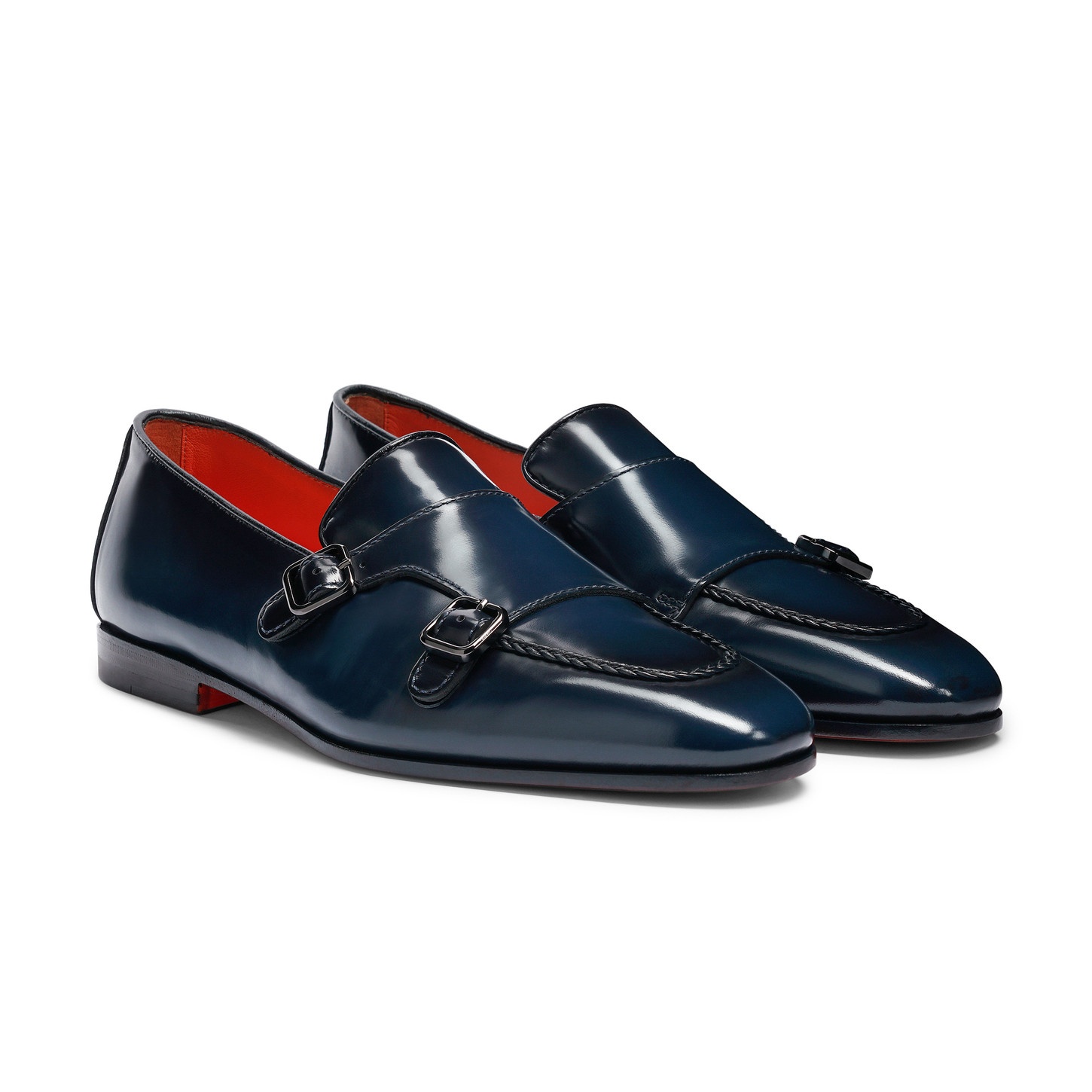 Men’s blue leather double-buckle loafer - 3