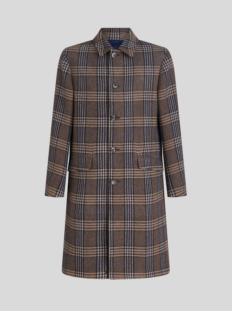 CHECK WOOL COAT - 1