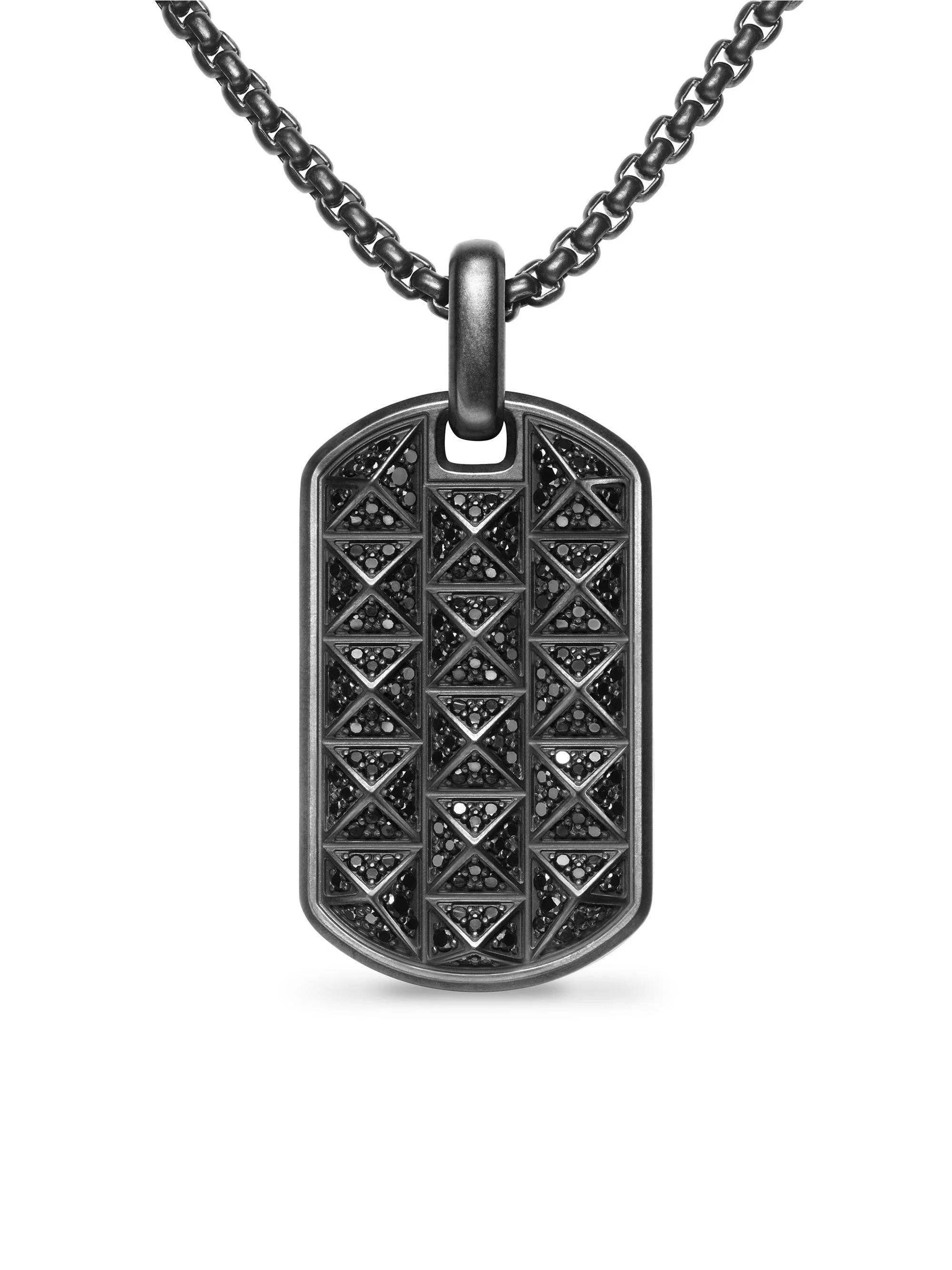 Men's Pyramid Tag in Black Titanium with Black Diamonds, 35MM - Black Diamond - 1