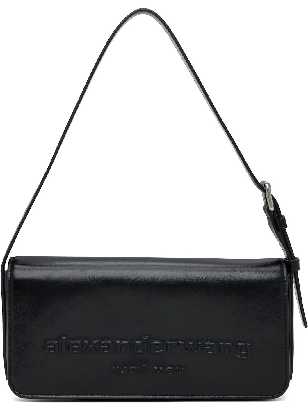 Black Punch Flap Shoulder Bag - 1