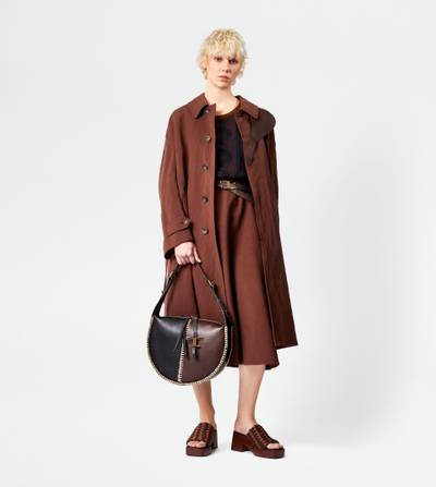Tod's OVERCOAT WITH LEATHER INSERTS - BROWN outlook
