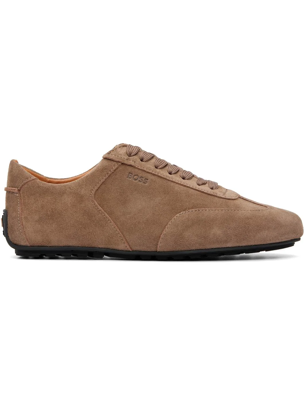 Beige Suede Embossed Logo Sneakers - 1