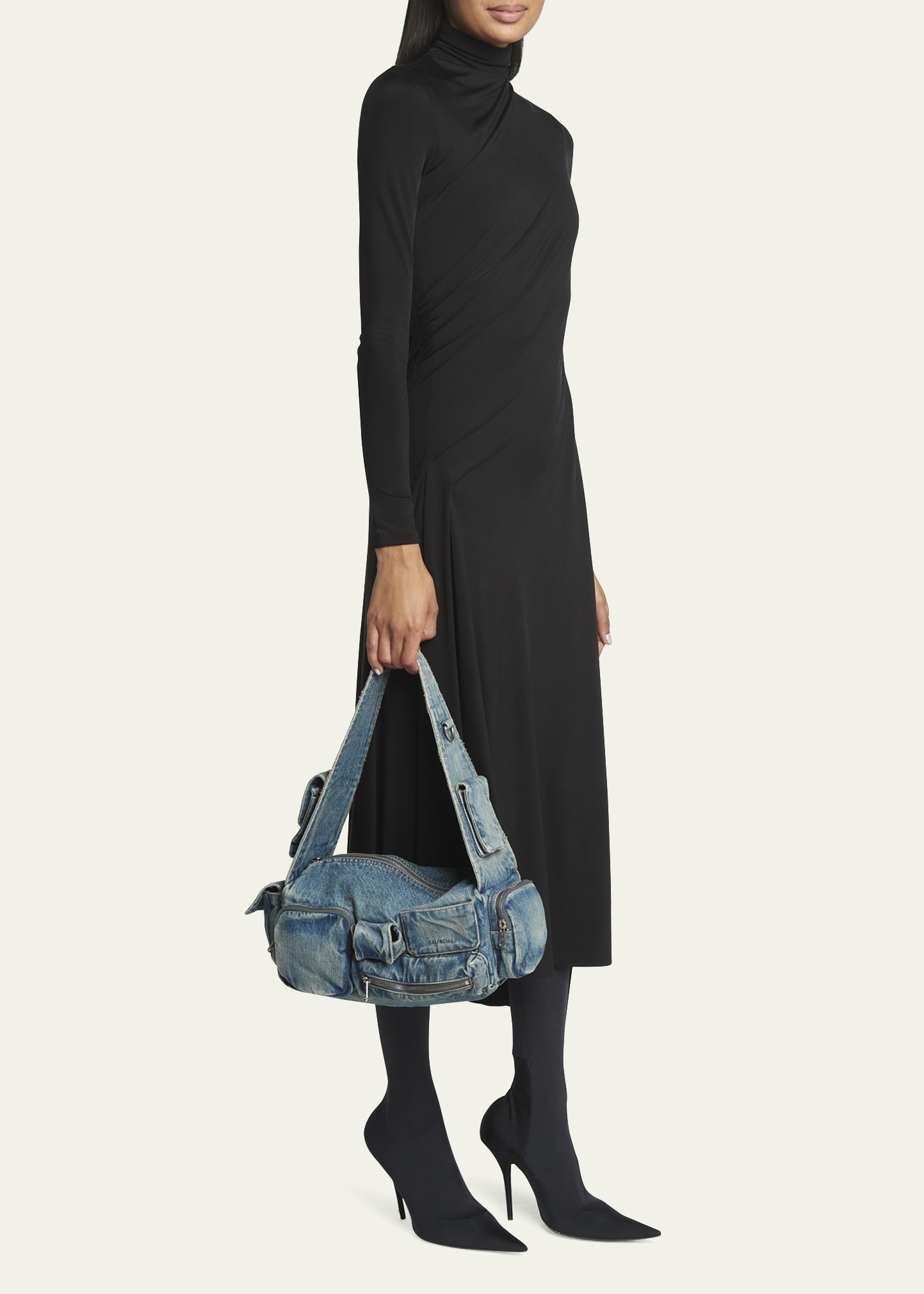 Superbusy Sling Washed Denim Shoulder Bag - 5