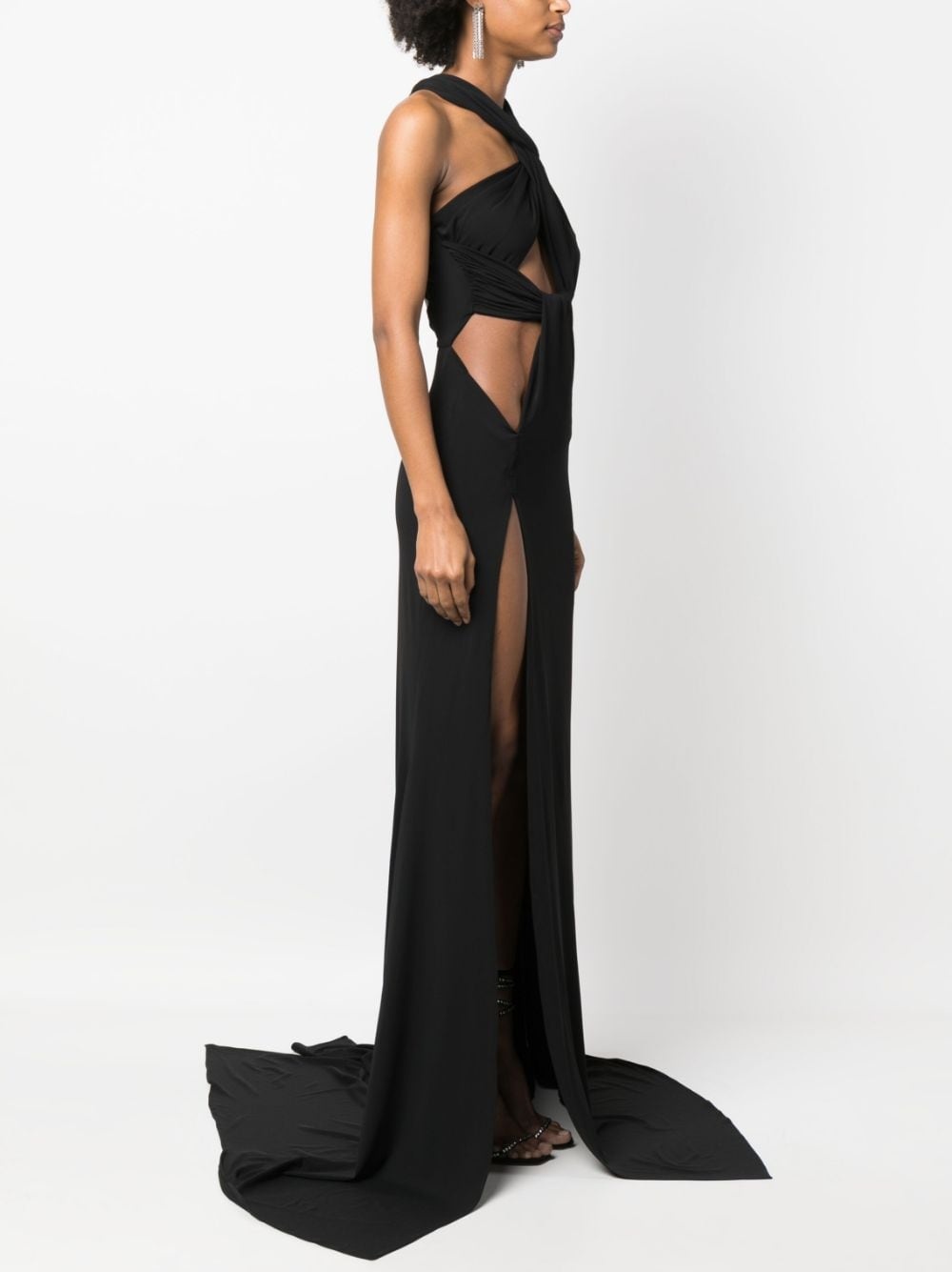 cut-out halterneck gown - 3