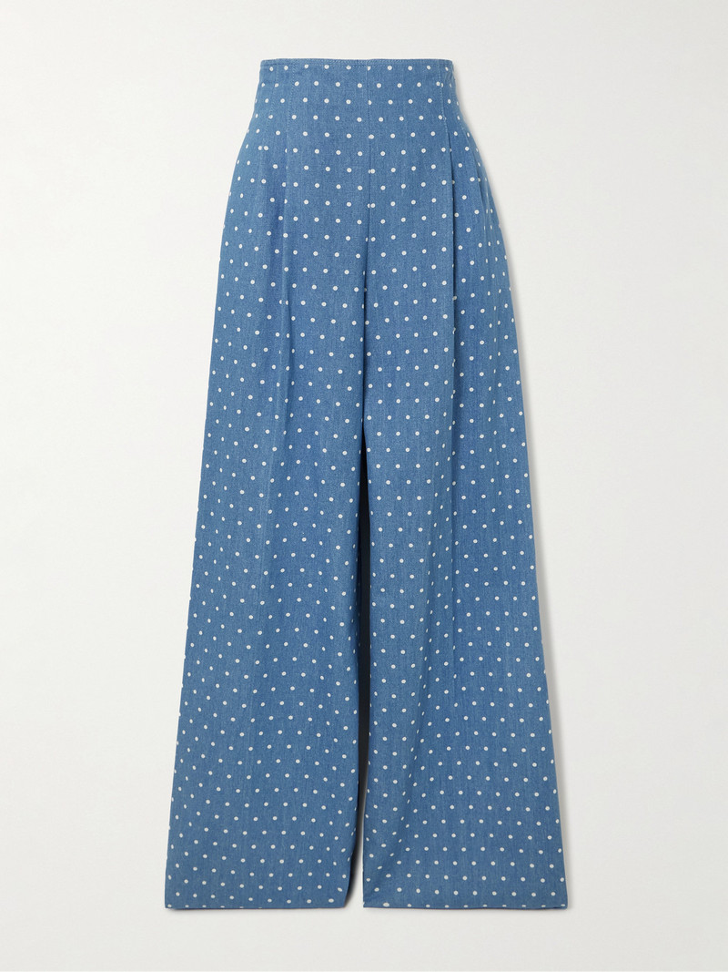 Marisol Pleated Polka-dot Wide Jeans 1