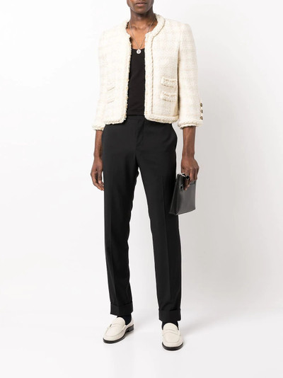 SAINT LAURENT wood tweed crop jacket outlook