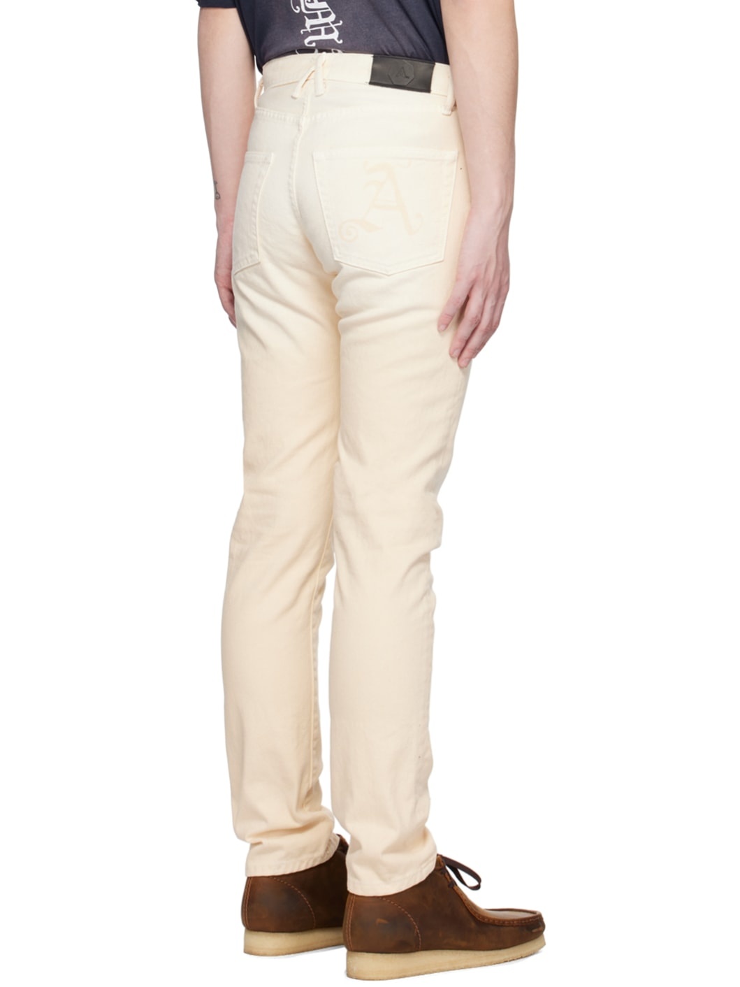 Beige Button-Fly Jeans - 3