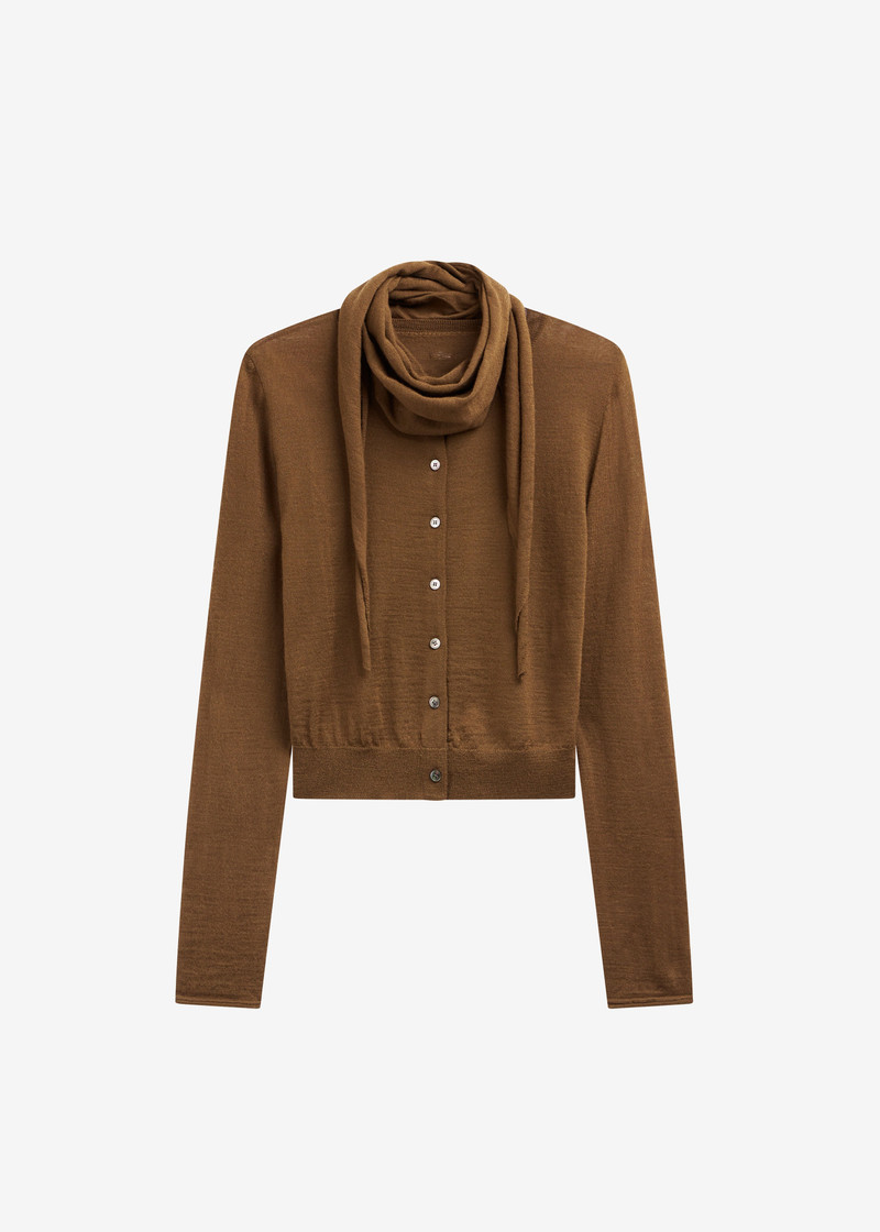 Clervaux Scarf Cardigan - Brown 1