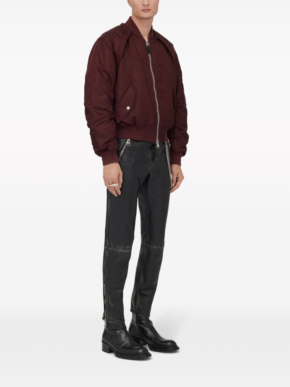layered zip-up bomber jacket - 3