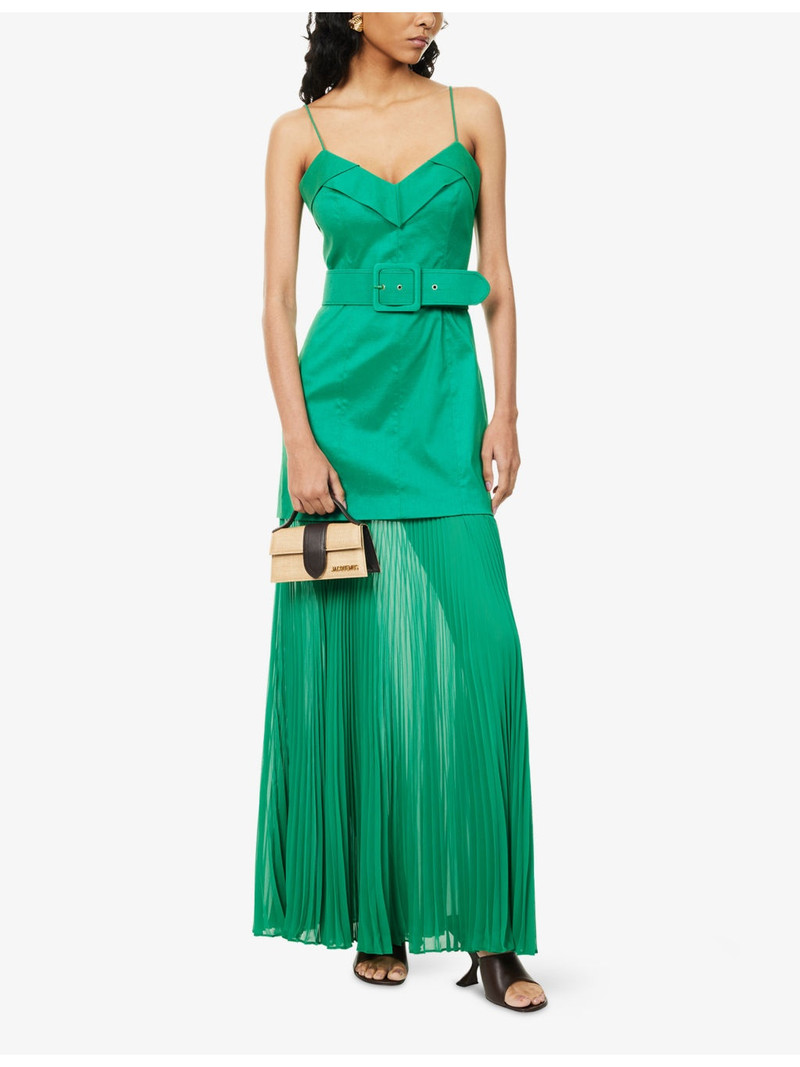REBECCA VALLANCE Bailey Pleated Stretch-Woven Maxi Dress outlook