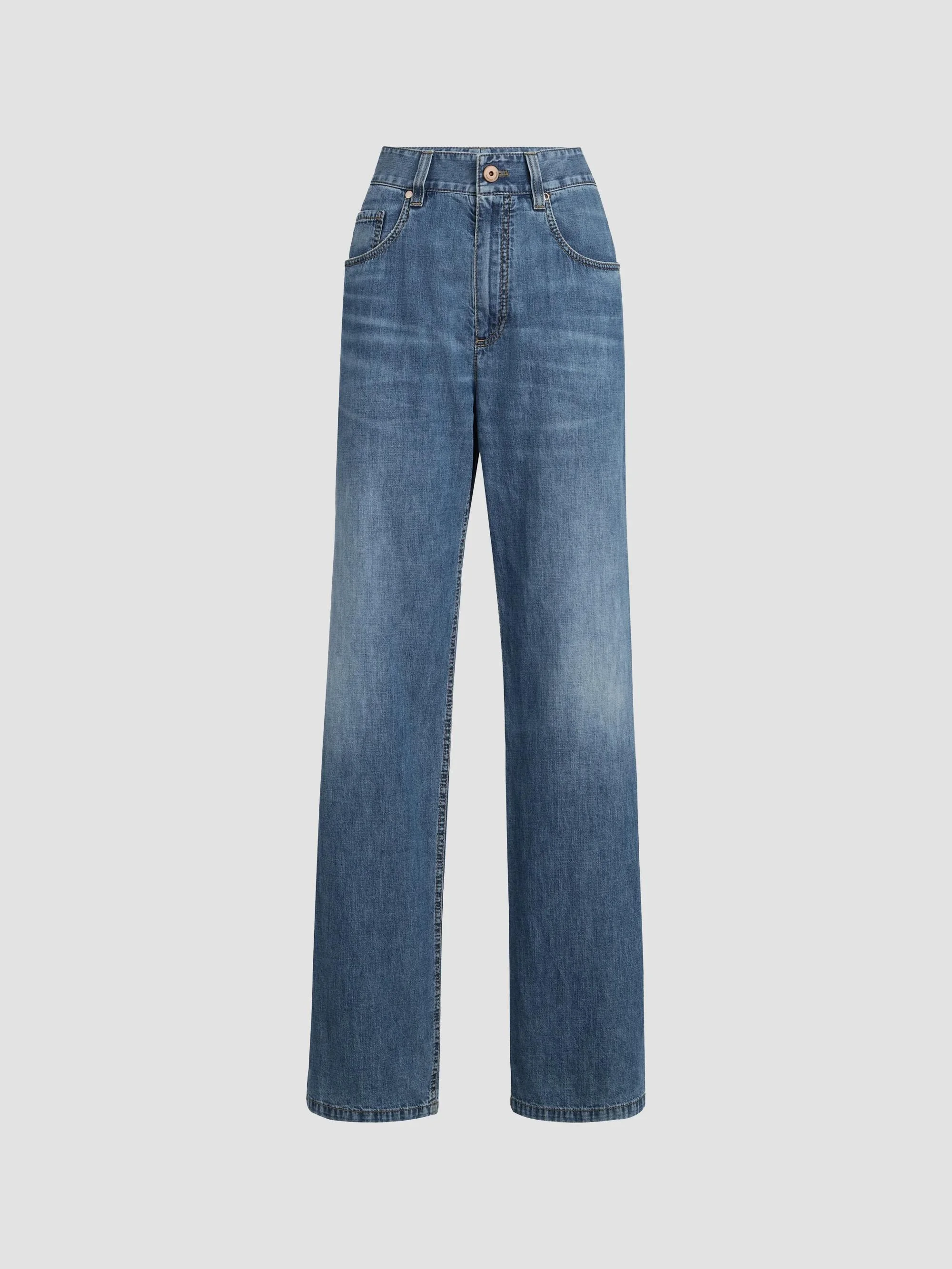 Women's Lightweight Denim Contemporary Loose Trousers - Denim - 1