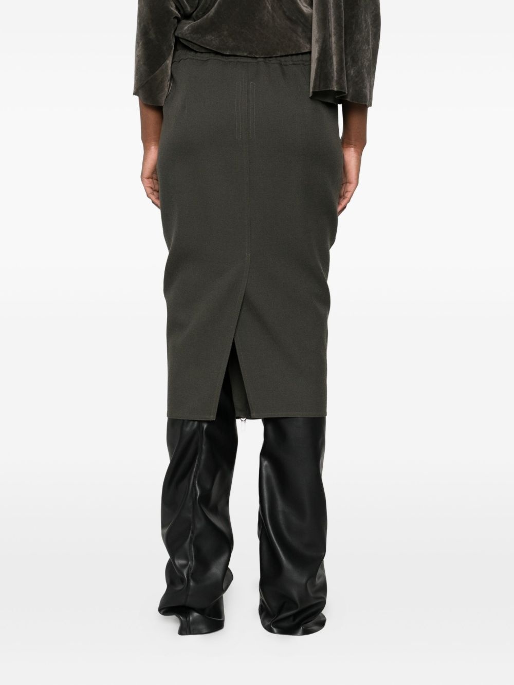 drawstring zip-front midi skirt - 4