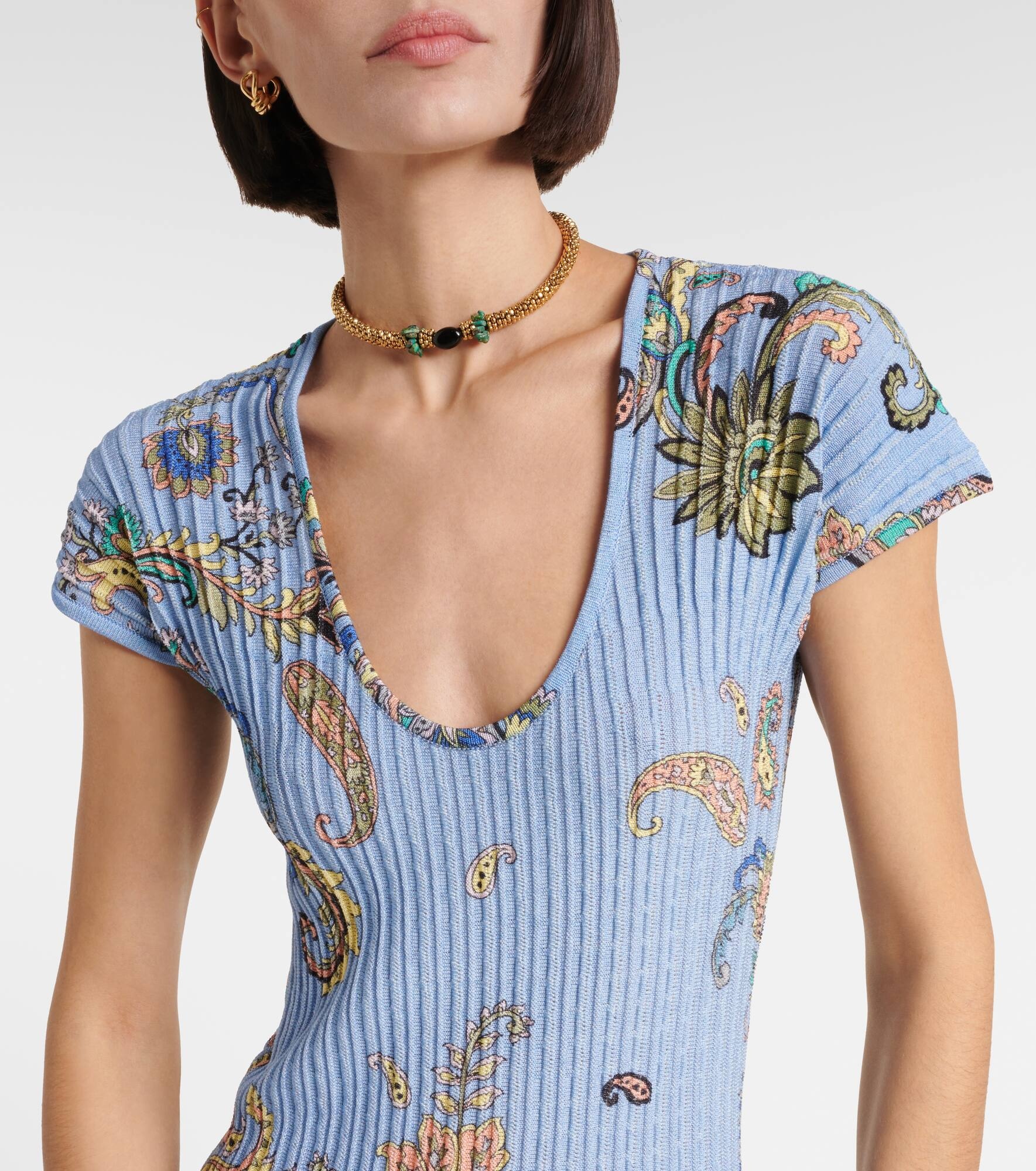 Printed cotton-blend midi dress - 4