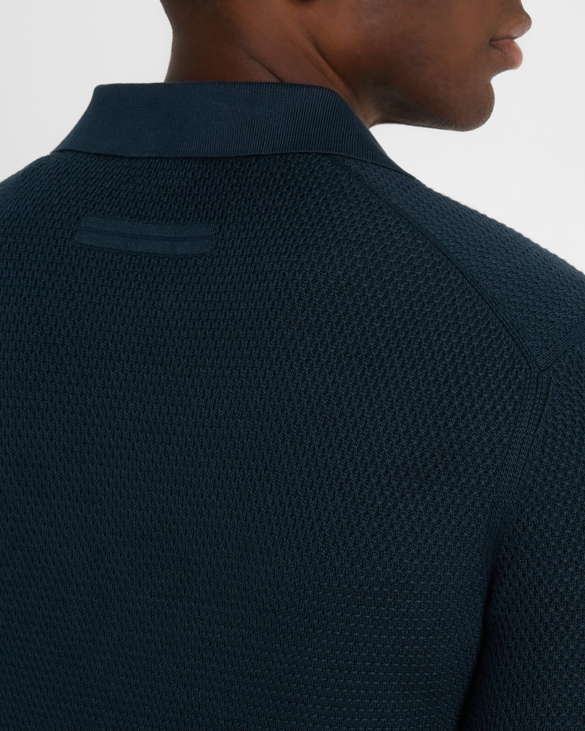 Men's Cotton Textured Johnny-Collar Polo Sweater - 5