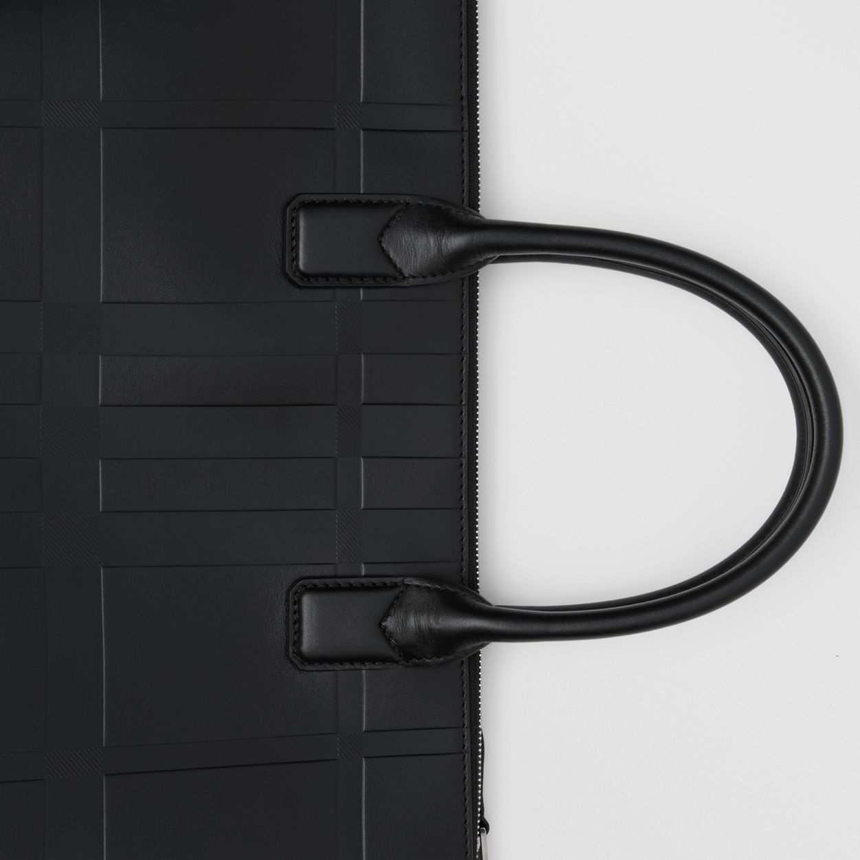 Embossed Check Leather Tote - 2