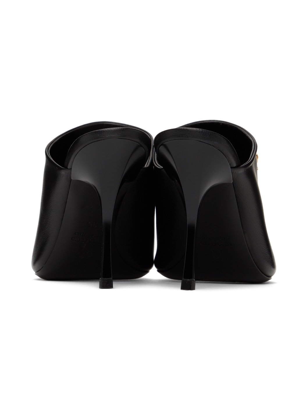 Black Palm Open Toe Mules - 2