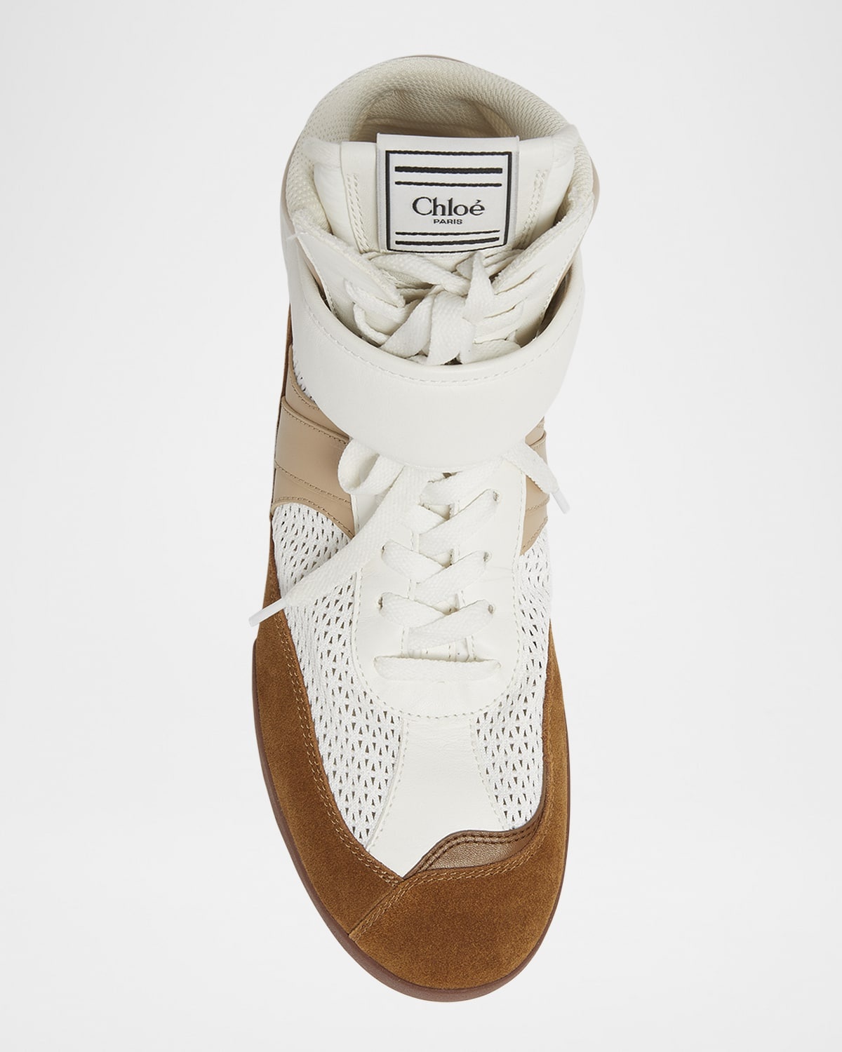 【関税＆送料込み】ChloAC Mesh And Suede Kick High-Top Snea CHLOÉ Kick suede, mesh and leather high-top sneakers | NET-A