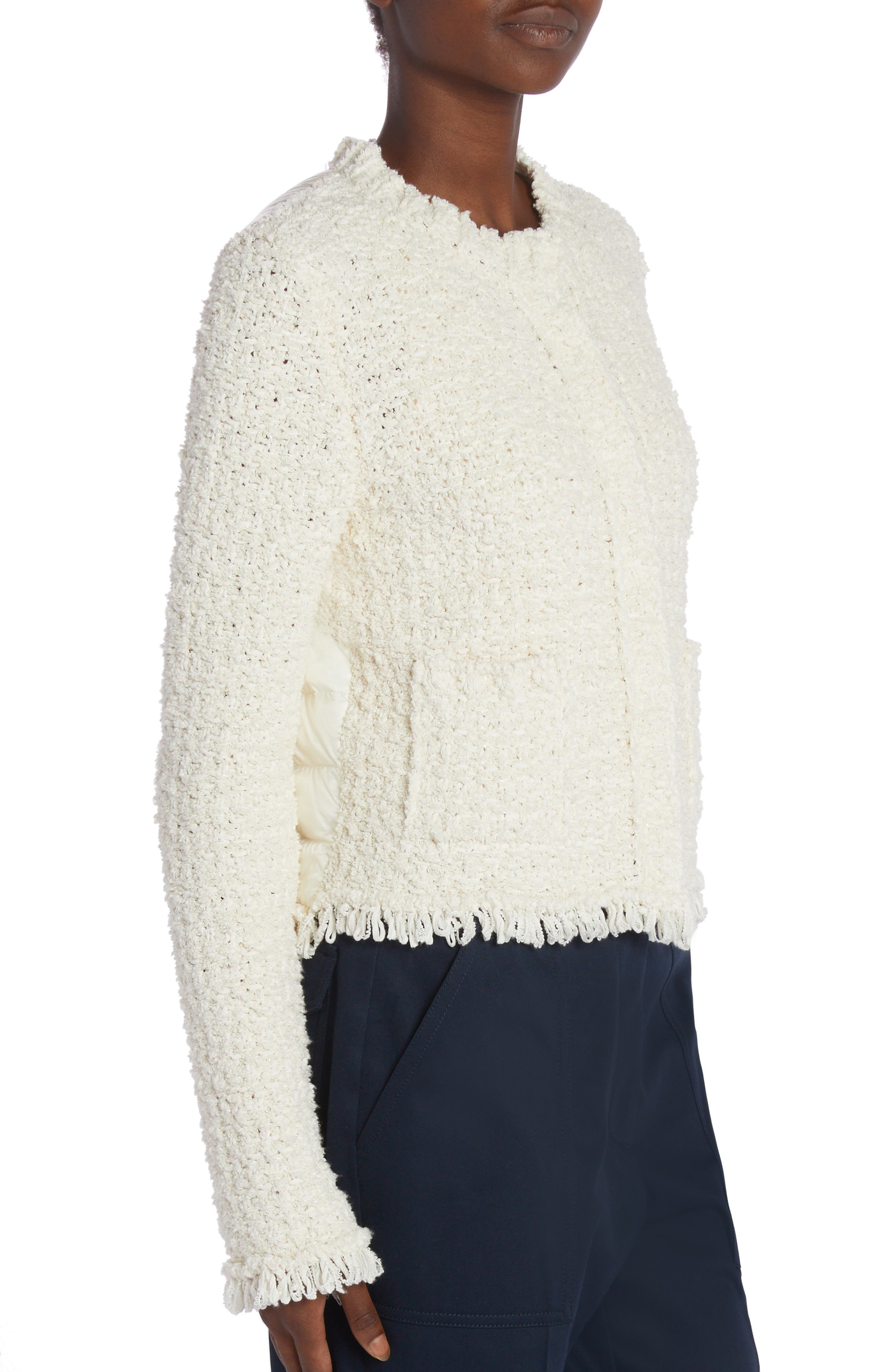 Textured Knit & Quilted Nylon Cardigan - 5