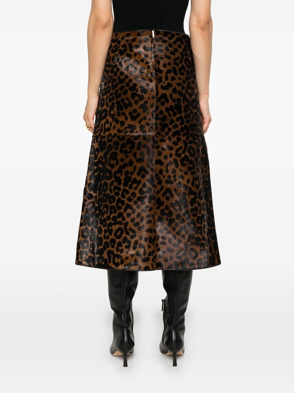 Zeron leopard-print leather skirt - 4