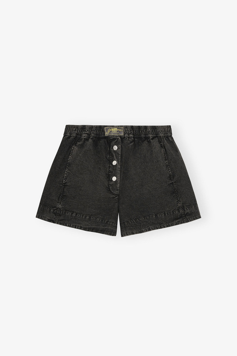 BLACK WASHED COTTON SHORTS 1