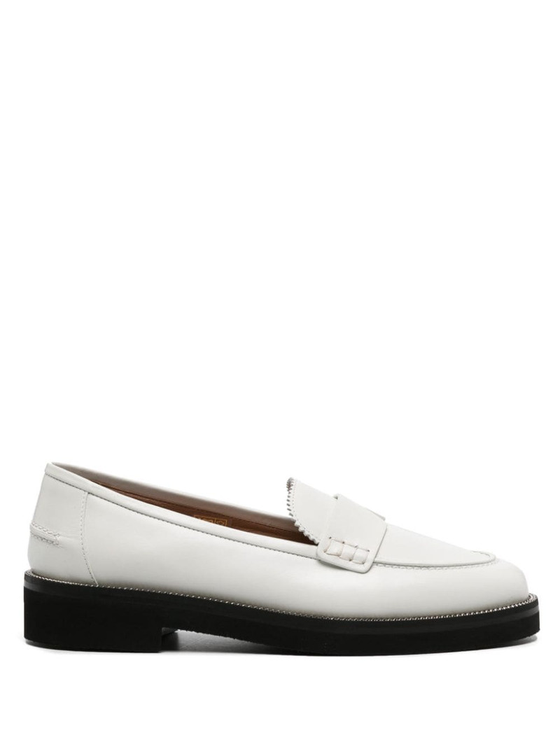 Aqua chain-detailed leather loafers 1