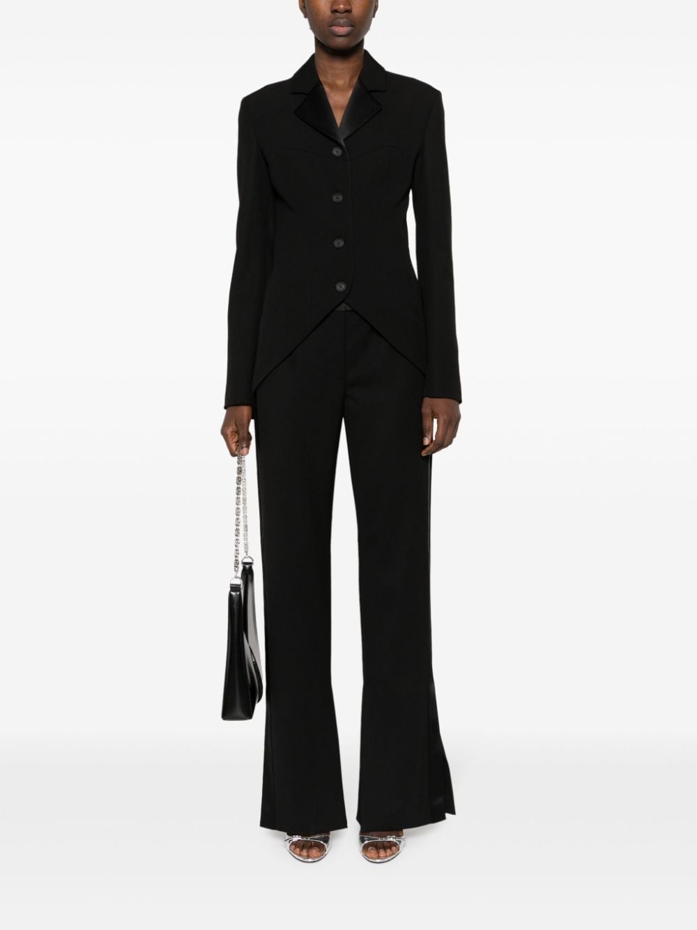 satin-trim wool trousers - 2