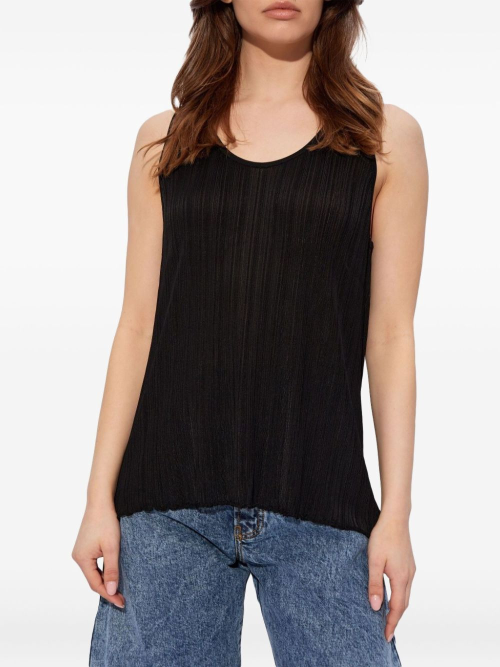 scoop-neck pleated tank top - 3