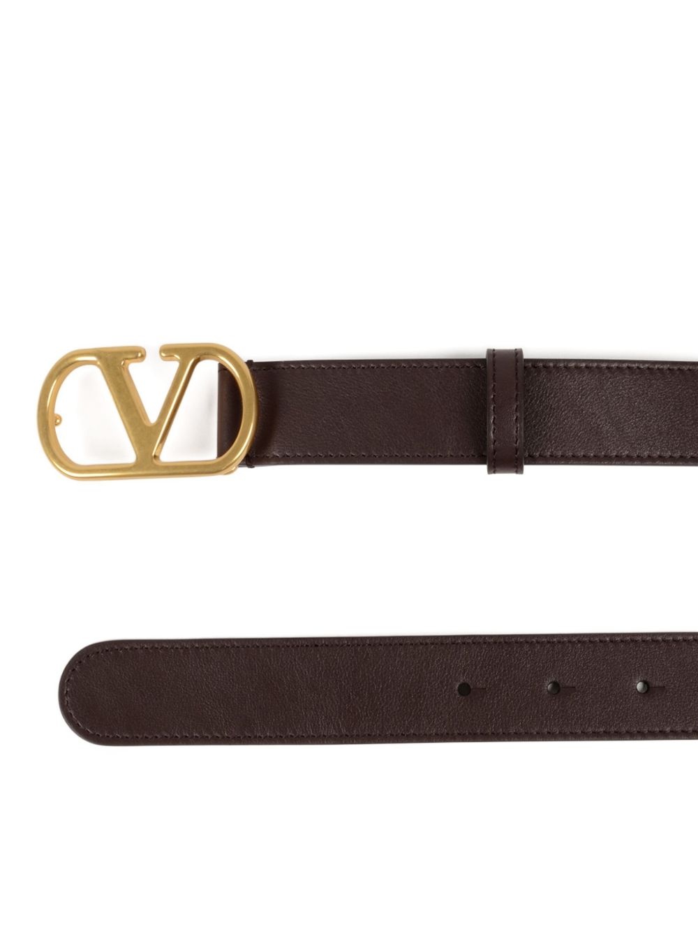 leather V-logo buckle belt - 2