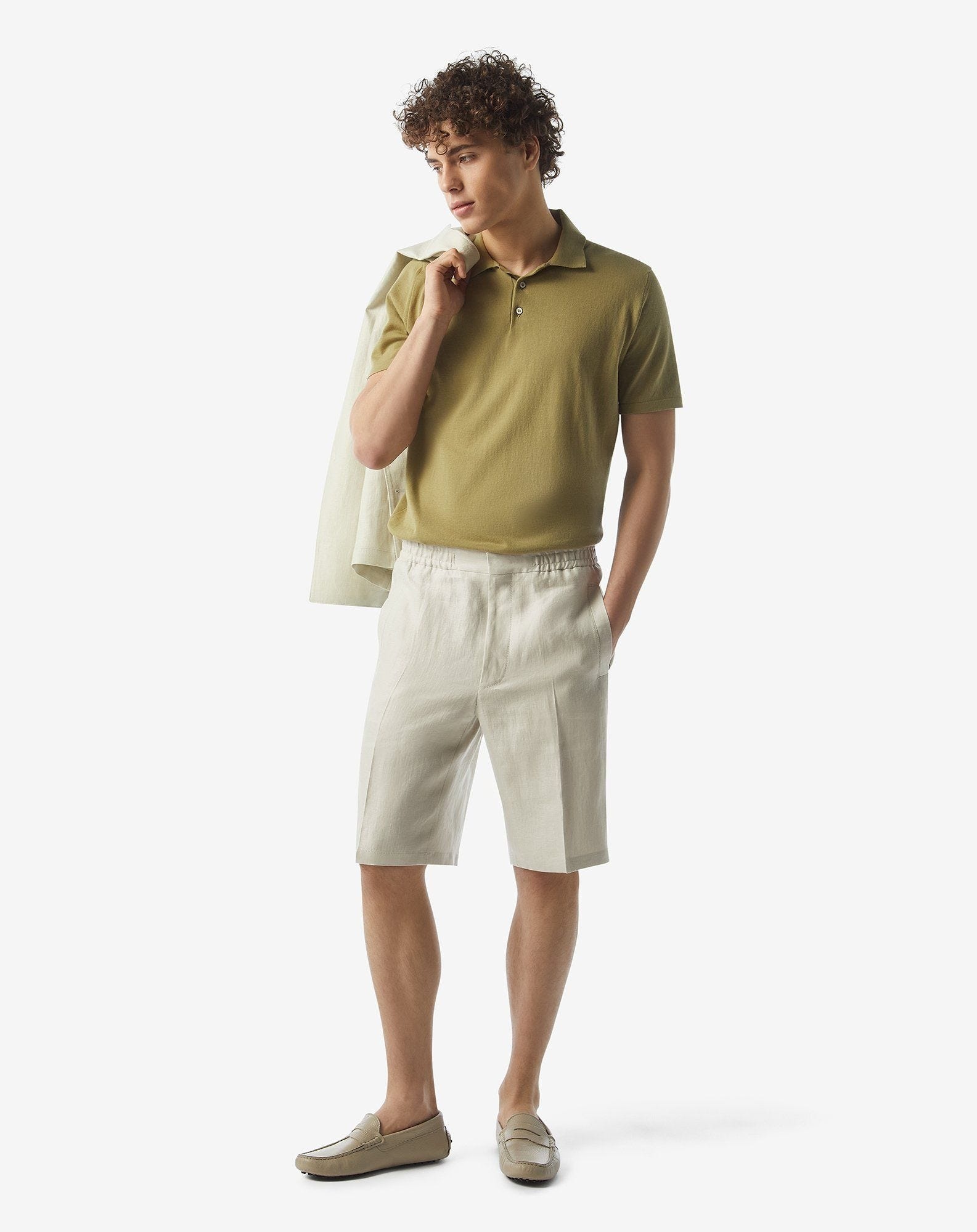Ivory pure linen Bermuda shorts - 2