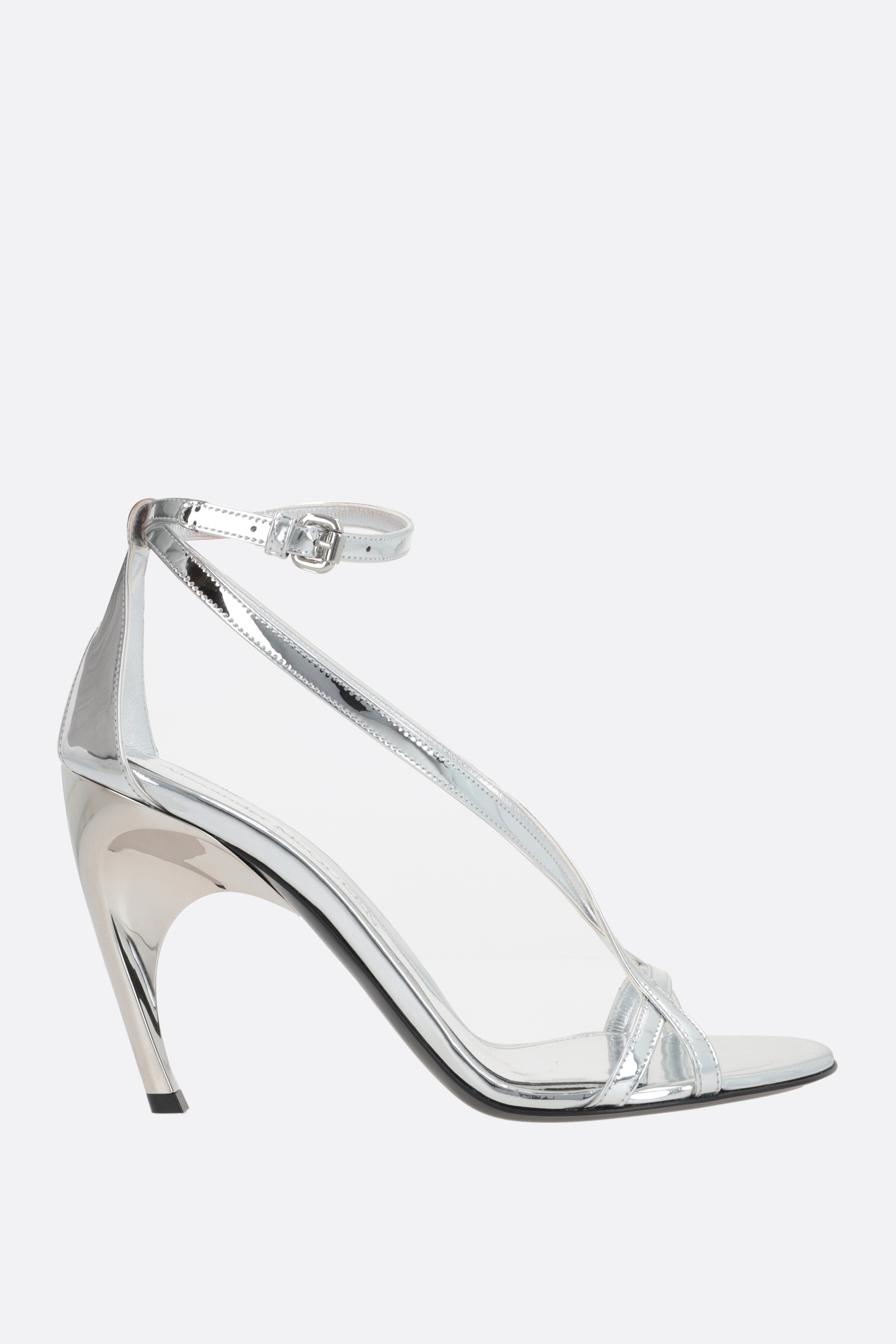 サンダル・ミュール ALEXANDER MCQUEEN ARMADILLO MIRROR-EFFECT FAUX SANDALS Alexander McQueen ARMADILLO MIRROR-EFFECT FAUX LEATHER