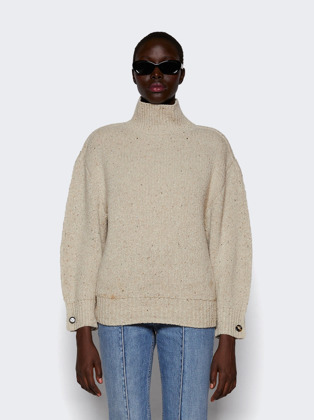 Textured Cocoon Sweater Bone Melange - 3
